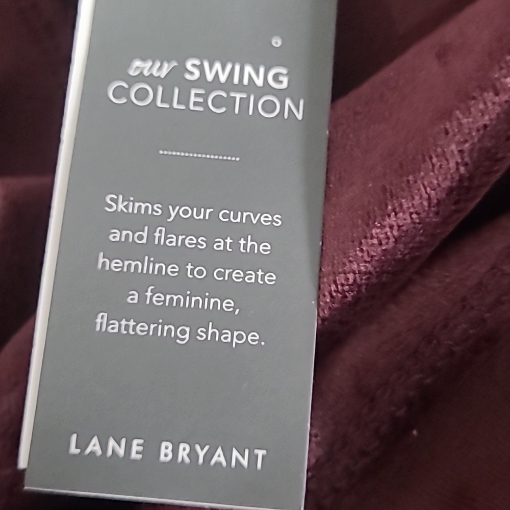 Lane Bryant Burgundy Velvet Cowl Neck Long Sleeve A-Line Swing Top 22 NWT - Picture 6 of 10